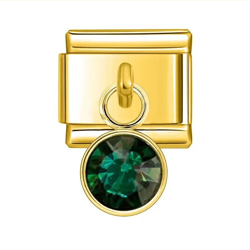 Pendentes Pulseira Italiana em Aço Inoxidável Verde Escuro