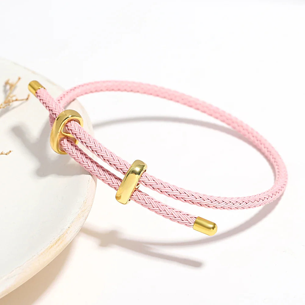 Pulseira com Efeito de Corda Ajustável em Aço Inox