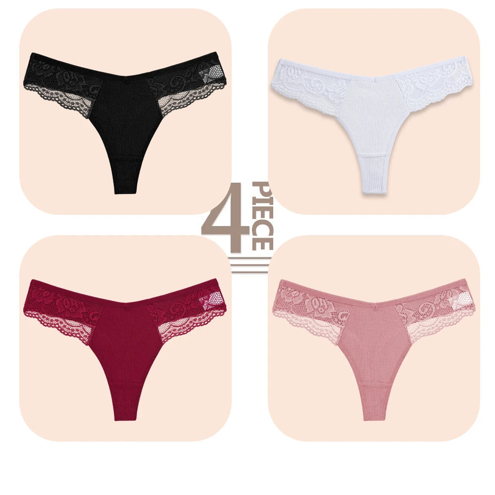 Cuecas de Renda de Algodão Pack 4PCS