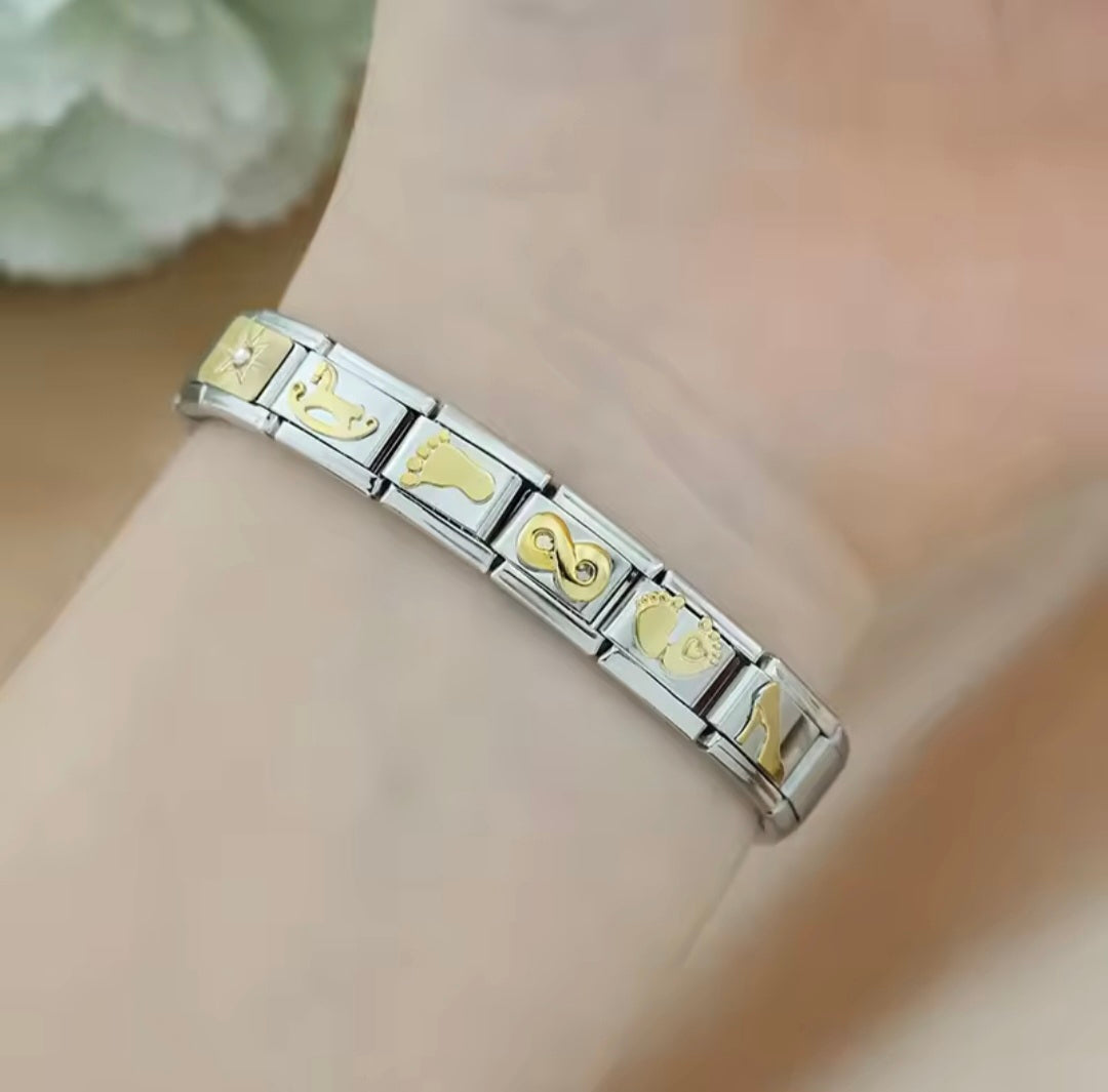 Charms Pulseira Italiana em Aço Inoxidável