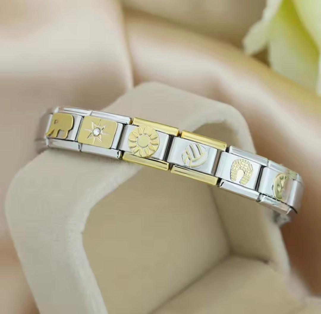 Charms Pulseira Italiana em Aço Inoxidável