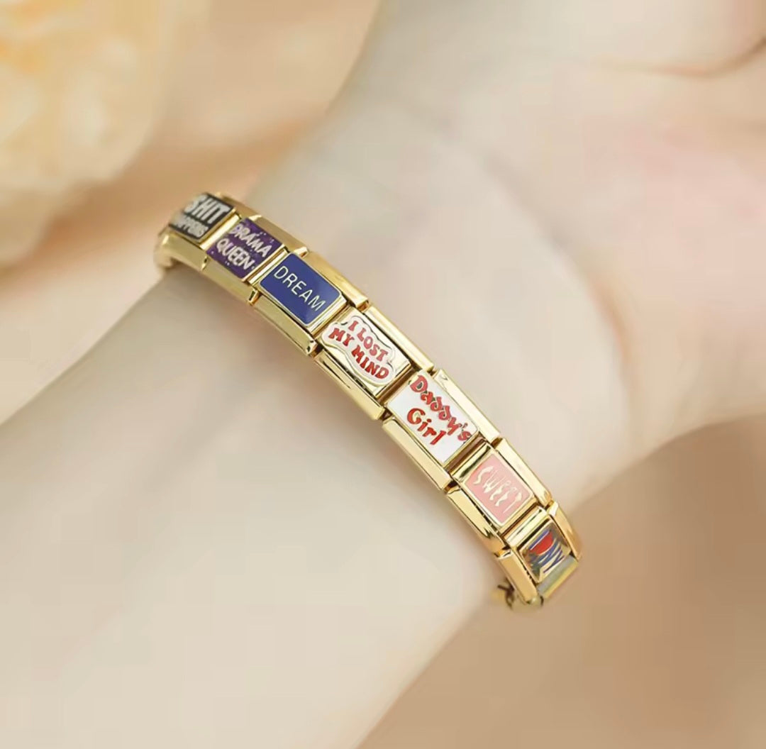 Charms Pulseira Italiana em Aço Inoxidável