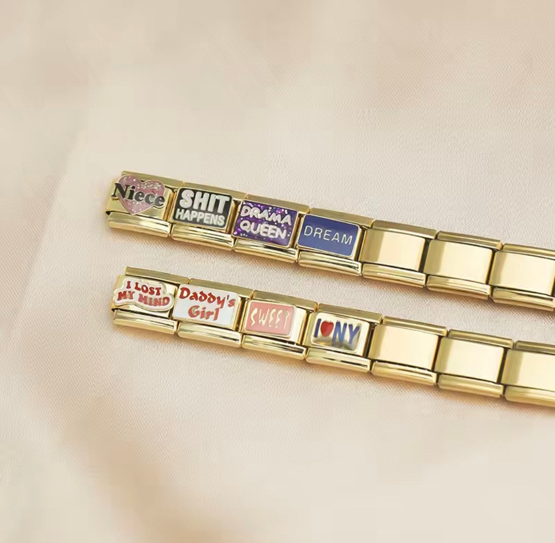 Charms Pulseira Italiana em Aço Inoxidável