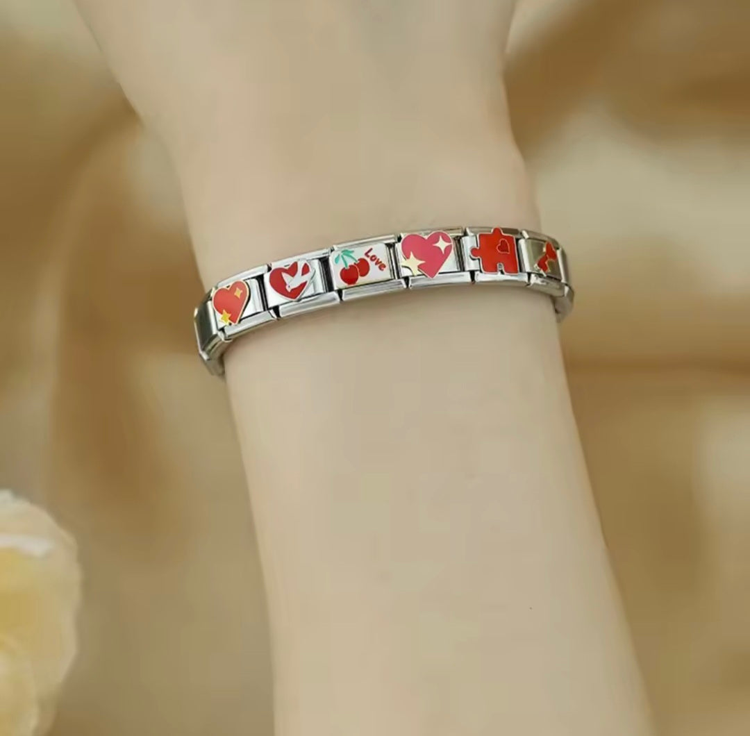 Charms Originais Pulseira Italiana em Aço Inoxidável