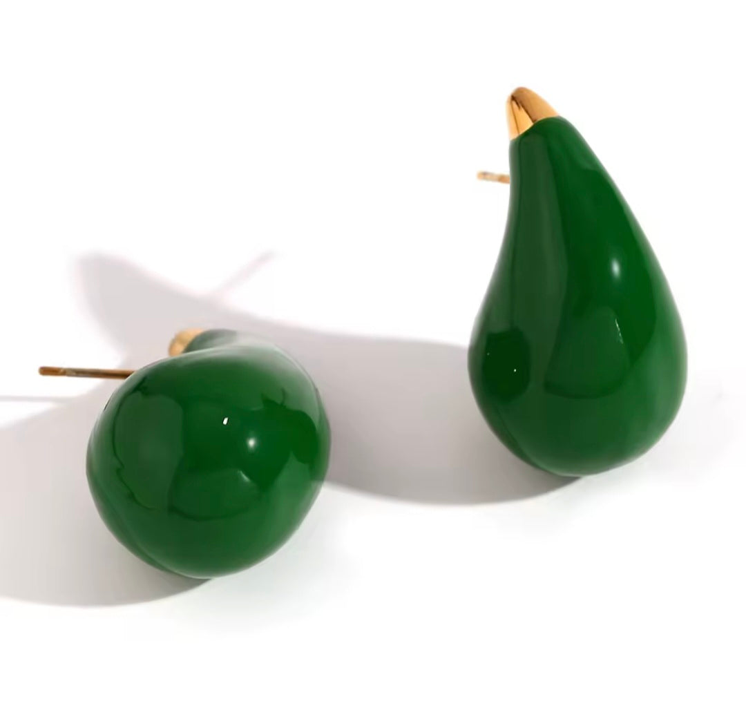 Brincos em Forma de Gota Verde
