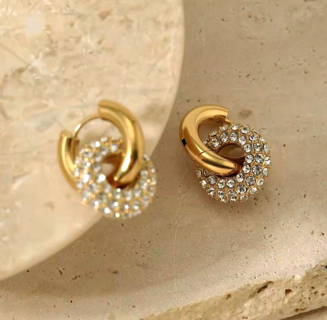 Argolas de Zircónia e Aço Inoxidável Dourado
