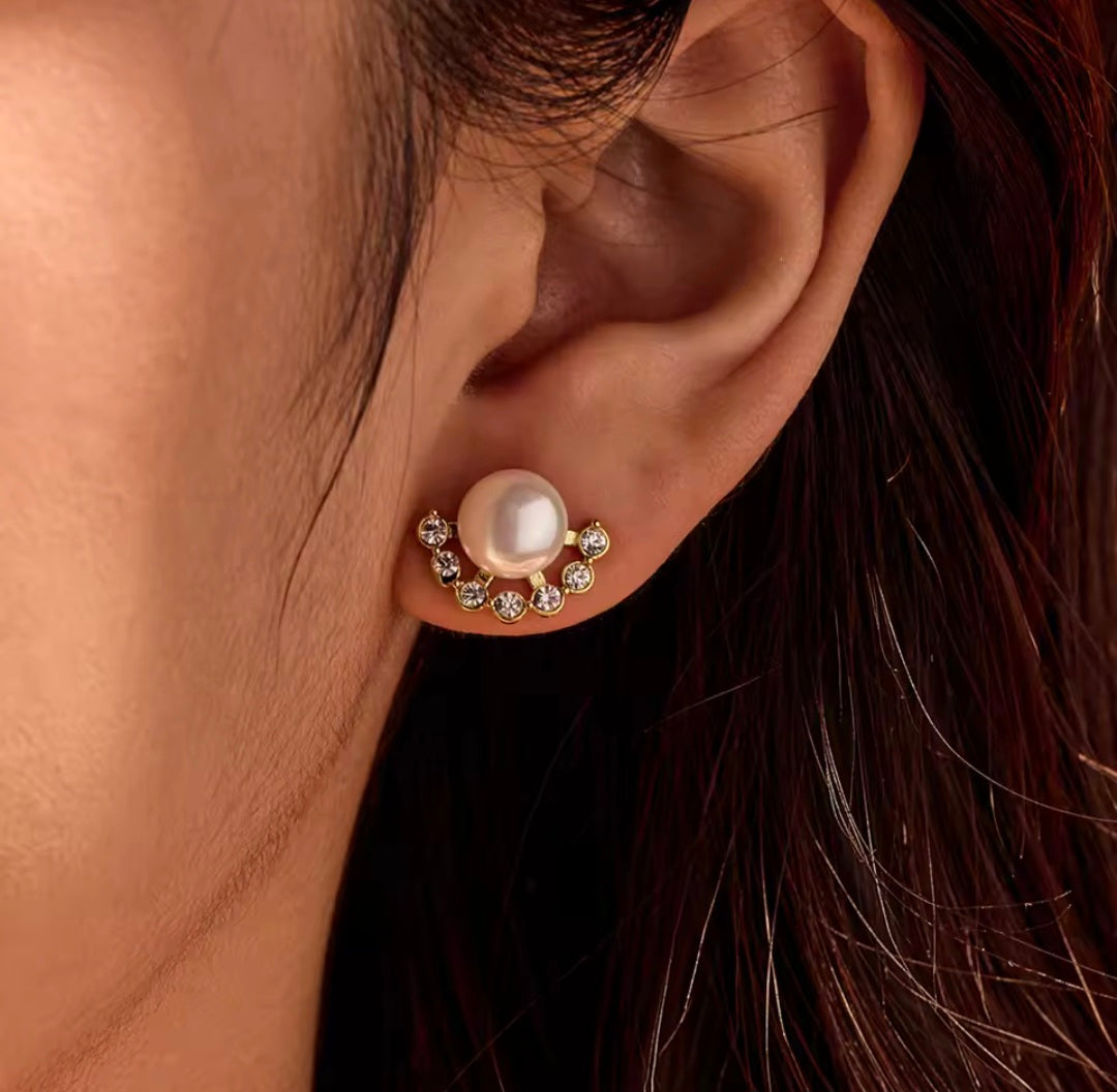 Brincos de Pérola e Zircónia