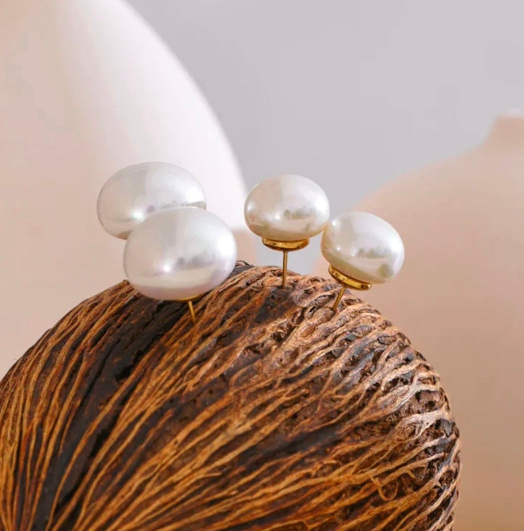 Brincos de Pérola em Aço Inox