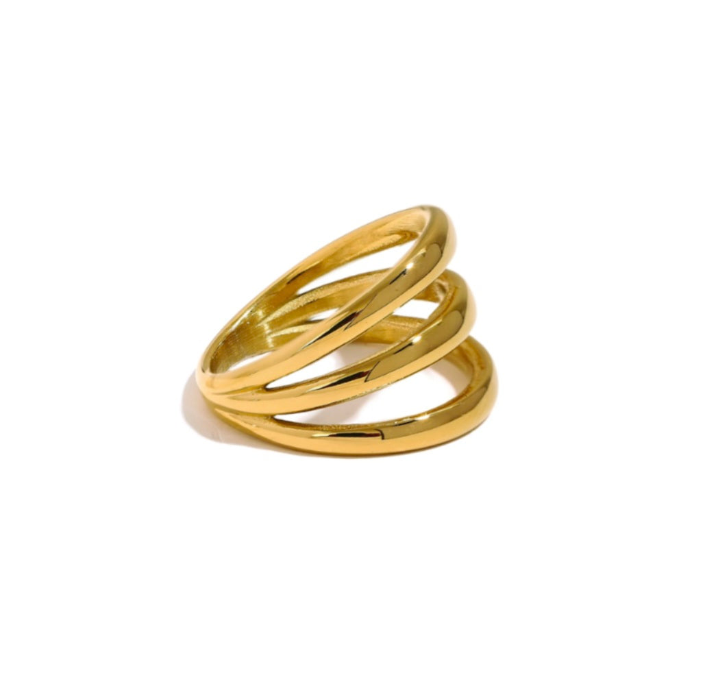 Anel Ajustável Tripla Camada Dourado