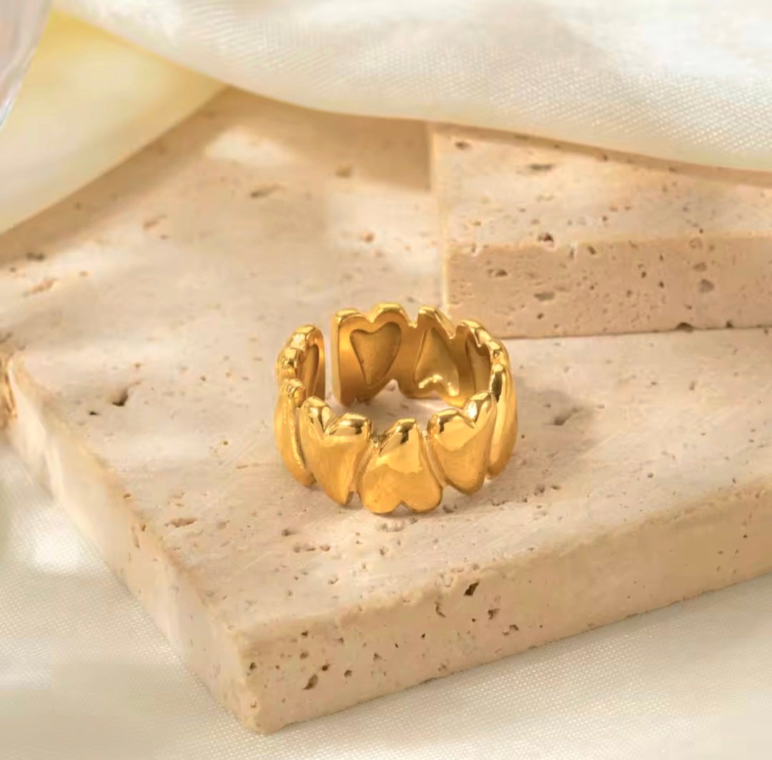 Anel Aberto em Aço Inoxidável Dourado Tamanho 12 14