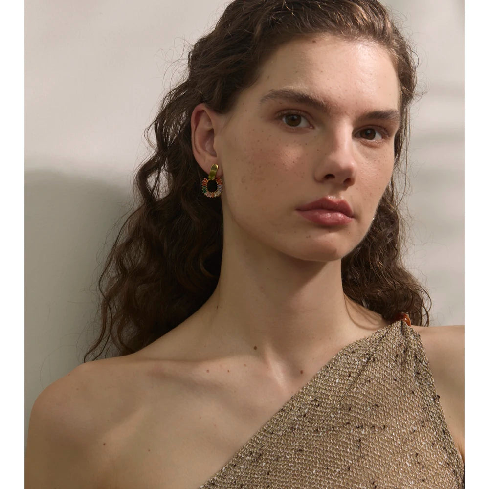 Brincos de Zircónias - Aço inoxidável