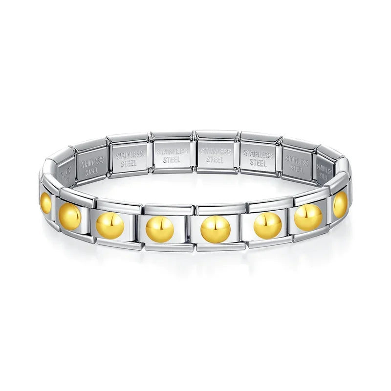 Pulseiras em Aço Inoxidável de Estilo Italiano Círculos Dourados