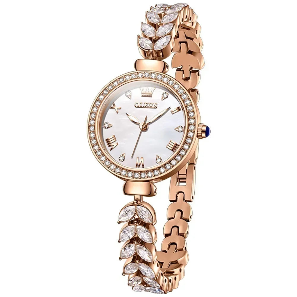 Relógio Feminino Elegante em Aço Inoxidável Branco