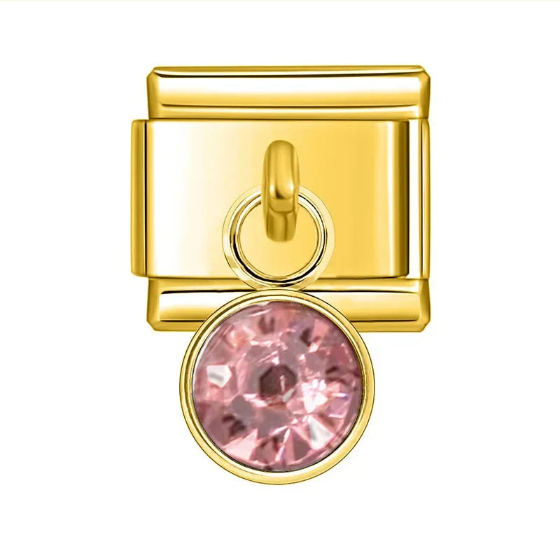 Pendentes Pulseira Italiana em Aço Inoxidável Rosa
