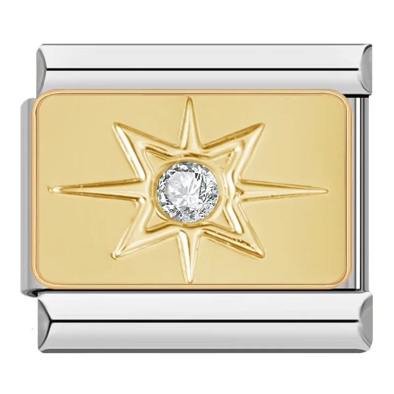 Charms Pulseira Italiana em Aço Inoxidável Estrela
