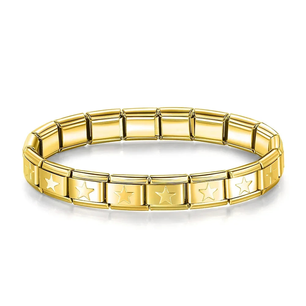 Pulseira Charms Estrelas e Anjos Estrela Dourado