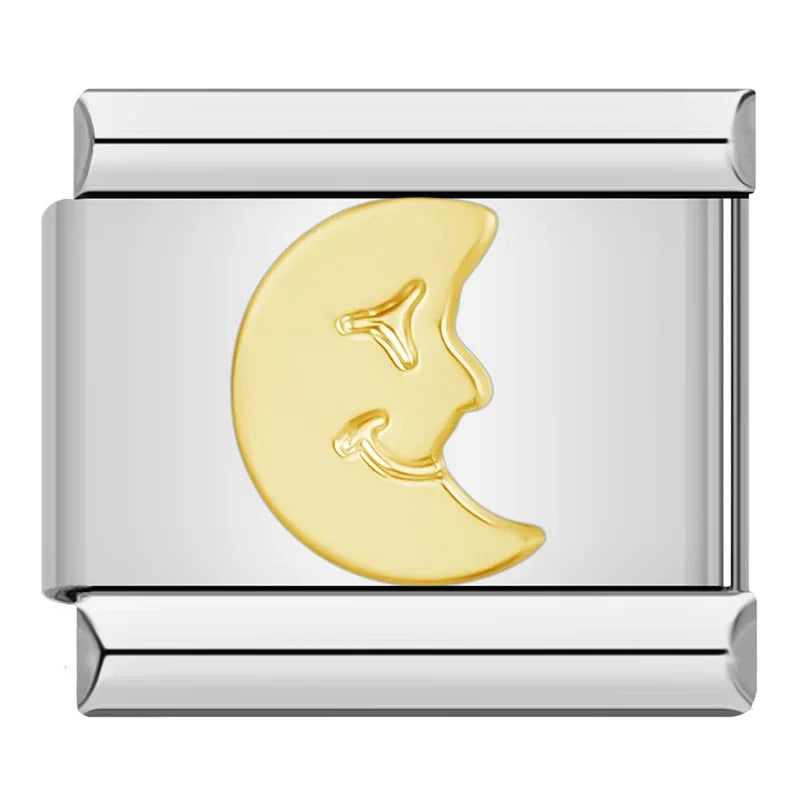 Charms Pulseira Italiana em Aço Inoxidável Lua