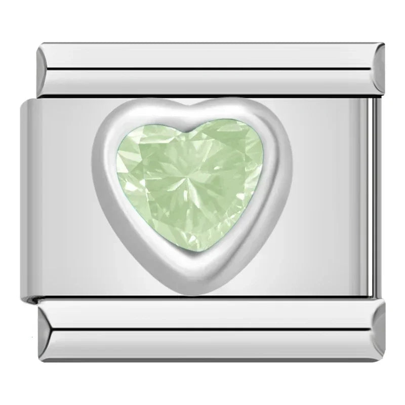 Charms Pulseira Italiana em Aço Inoxidável Verde Claro