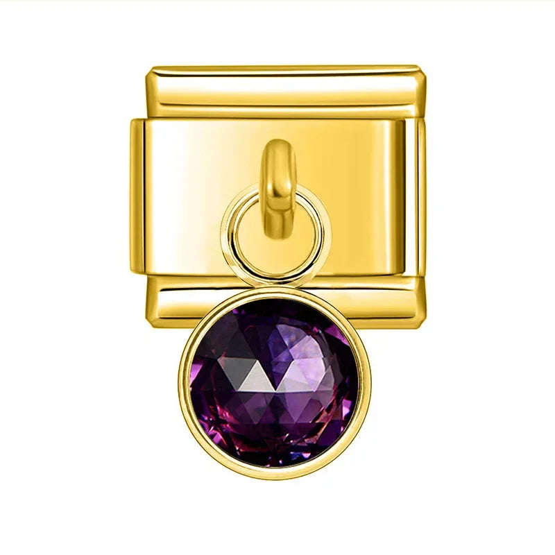 Pendentes Pulseira Italiana em Aço Inoxidável Roxo