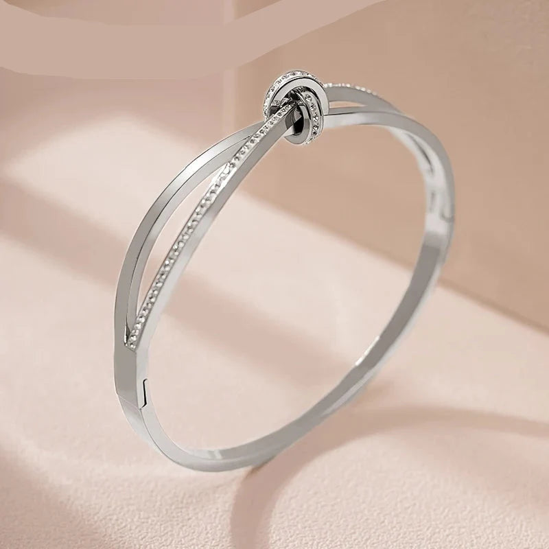 Pulseira Glamorosa em Aço Inoxidável Prateado