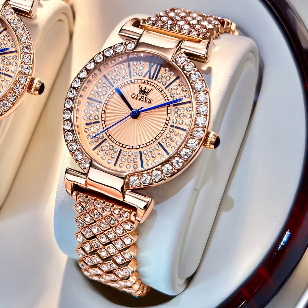 Relógio Feminino Brilhante em Aço Inoxidável OLEVS Shine Intense Dial
