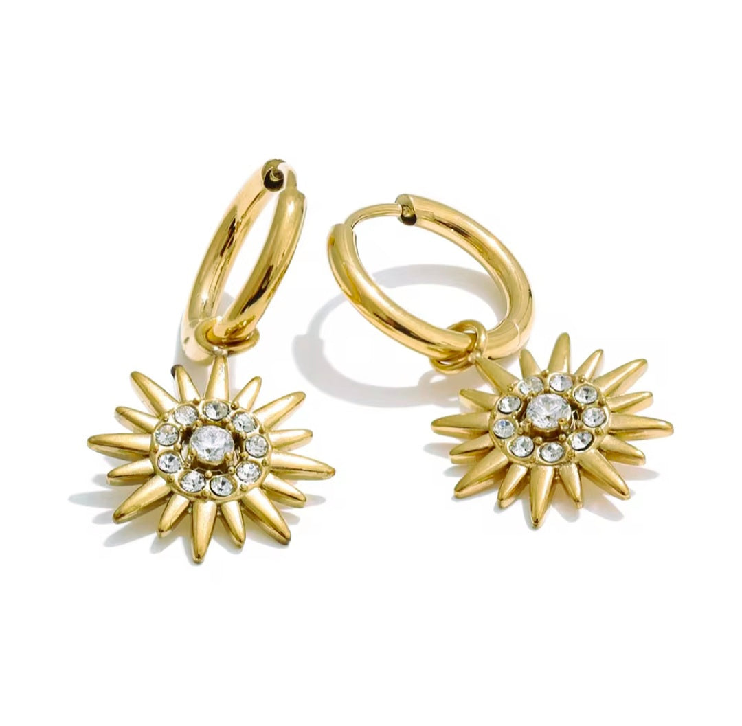 Brincos de Zircónia em Aço Inoxidável Dourado