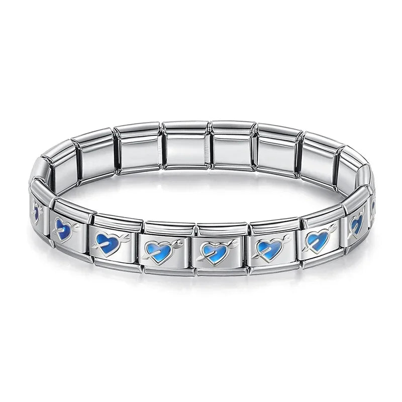 Pulseira Italiana em Aço Inoxidável Coração Flecha