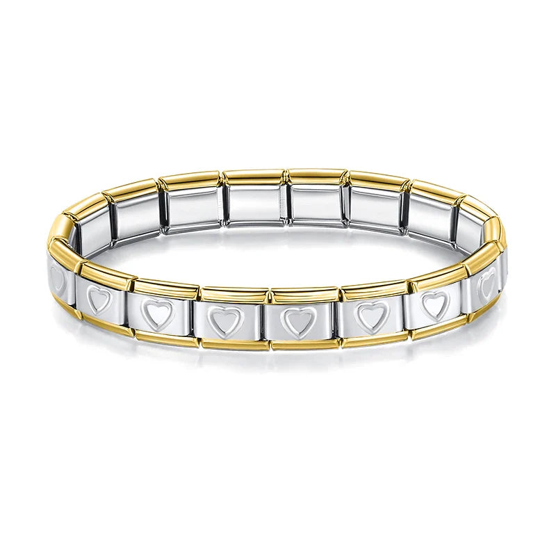 Pulseira Italiana Original em Aço Inoxidável Coração 1