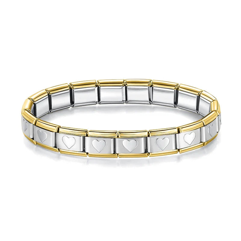 Pulseira Italiana Original em Aço Inoxidável Coração 2