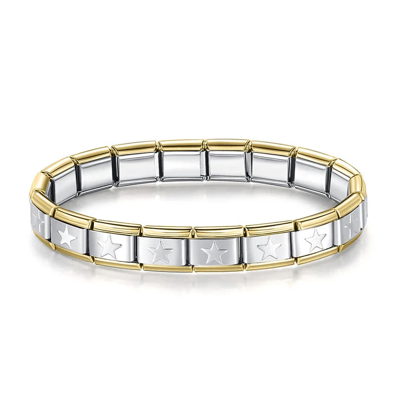 Pulseira Italiana Original em Aço Inoxidável Estrela
