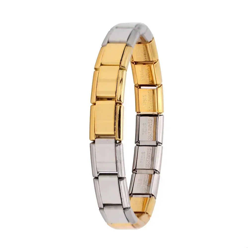 Pulseira Original Italiana em Aço Inoxidável Dourado-Prateado-A