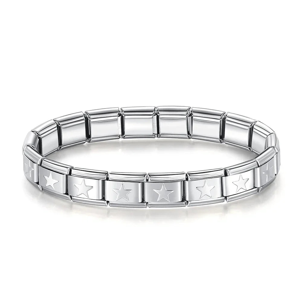 Pulseira Charms Estrelas e Anjos Estrela Prateado