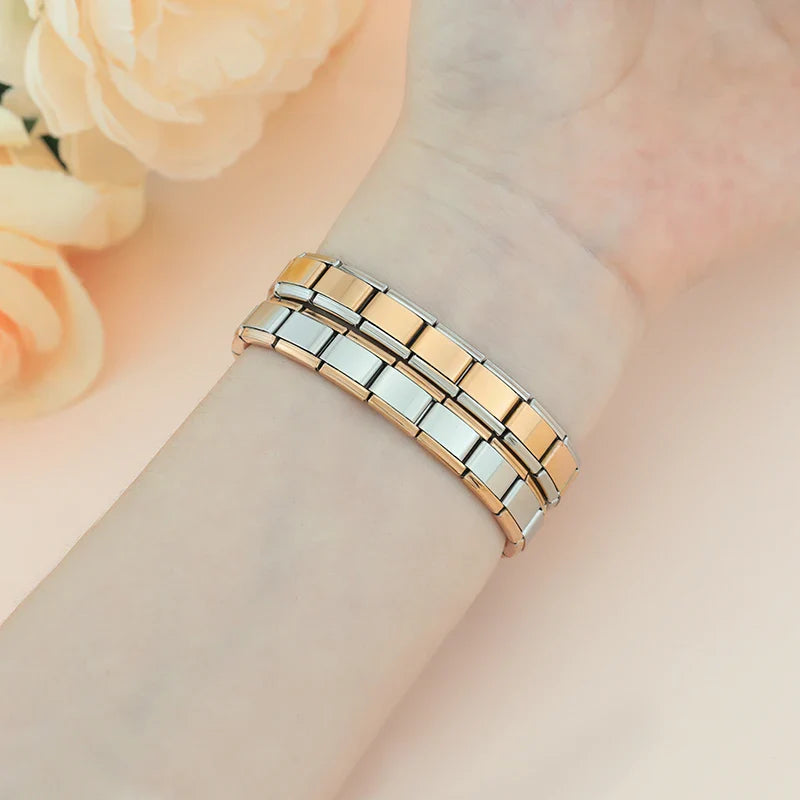 Pulseira Italiana Original Rosa Dourado