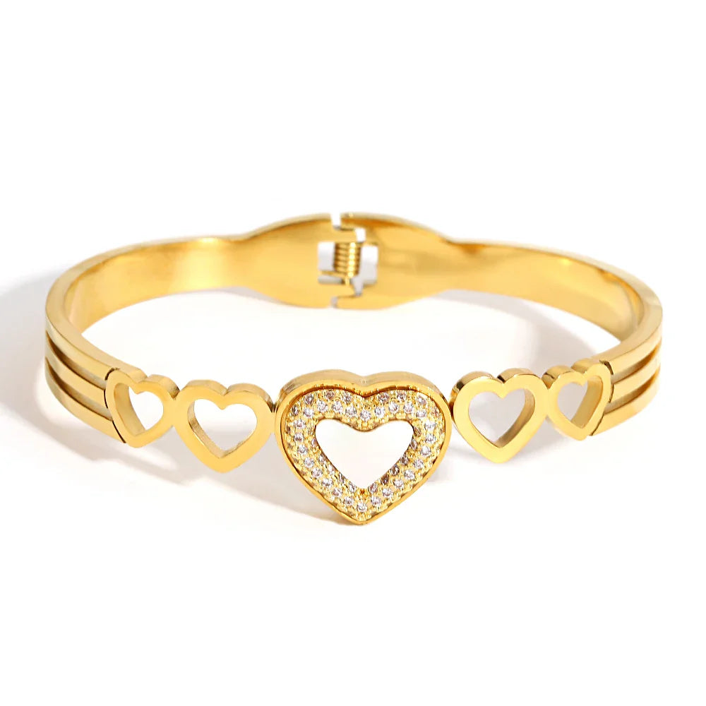 Pulseiras Rígidas em Aço Inoxidável Coração Sparkle 1