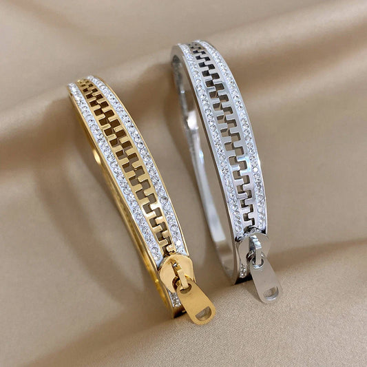 Pulseira em Aço Inox em Forma de Zip