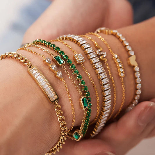 Pulseiras Brilhantes em Aço Inoxidável