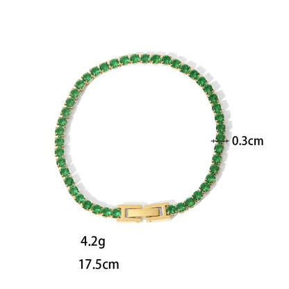 Pulseiras Brilhantes em Aço Inoxidável Full Pedras Verdes