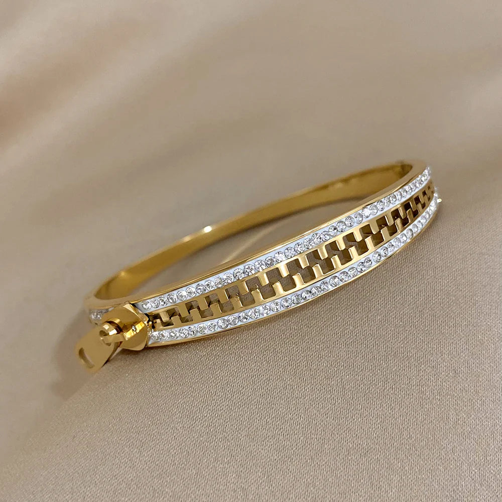 Pulseira em Aço Inox em Forma de Zip