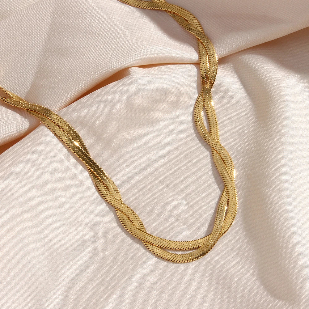 Colar e Pulseira Corrente Entrelaçada