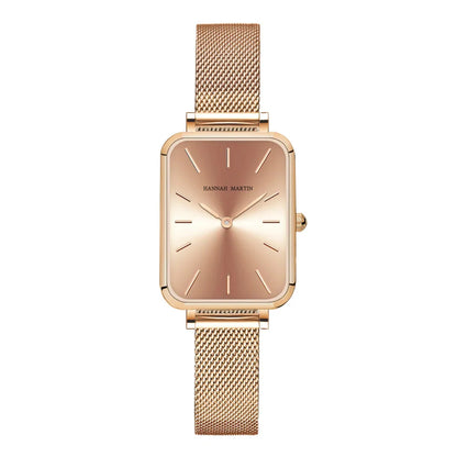 Relógio Fino em Aço Inoxidável Dourado fundo rosa dourado