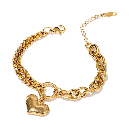 Pulseira Charme Coração - Aço inoxidável