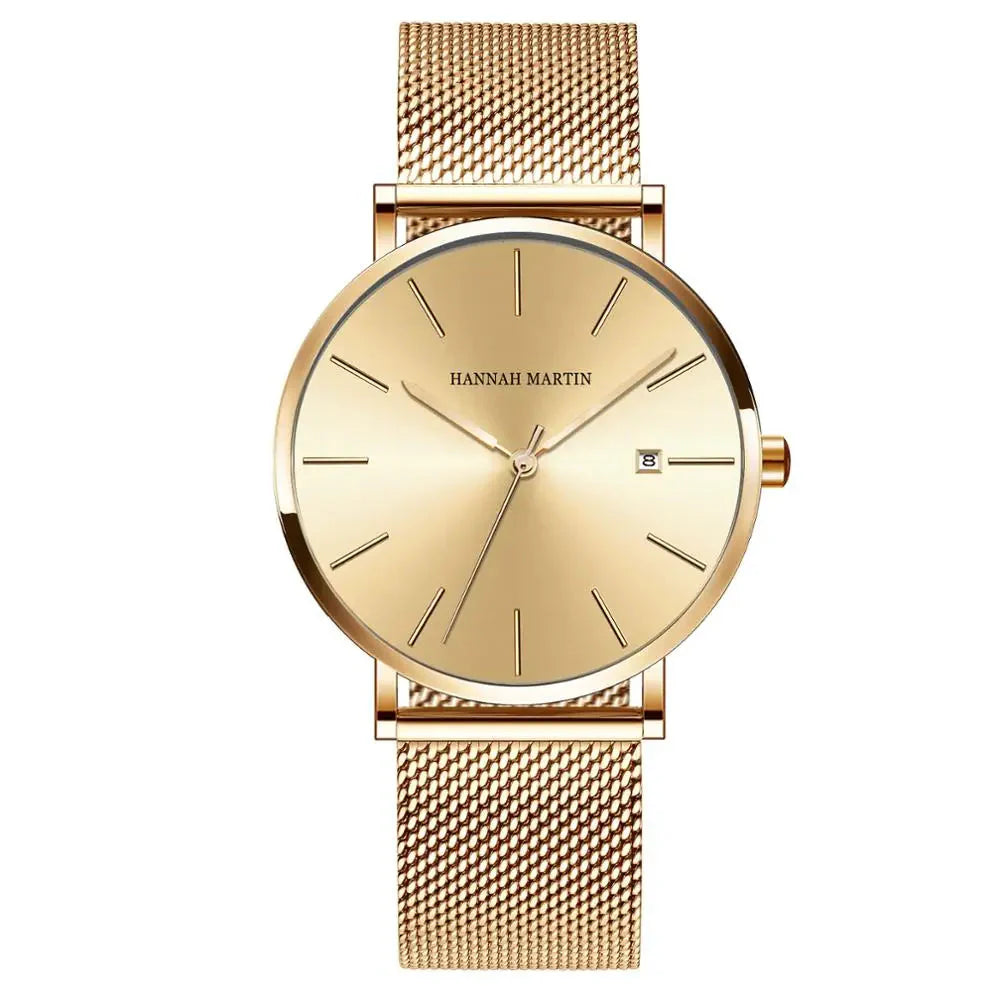 Relógio Feminino em Aço Inoxidável Dourado fundo dourado