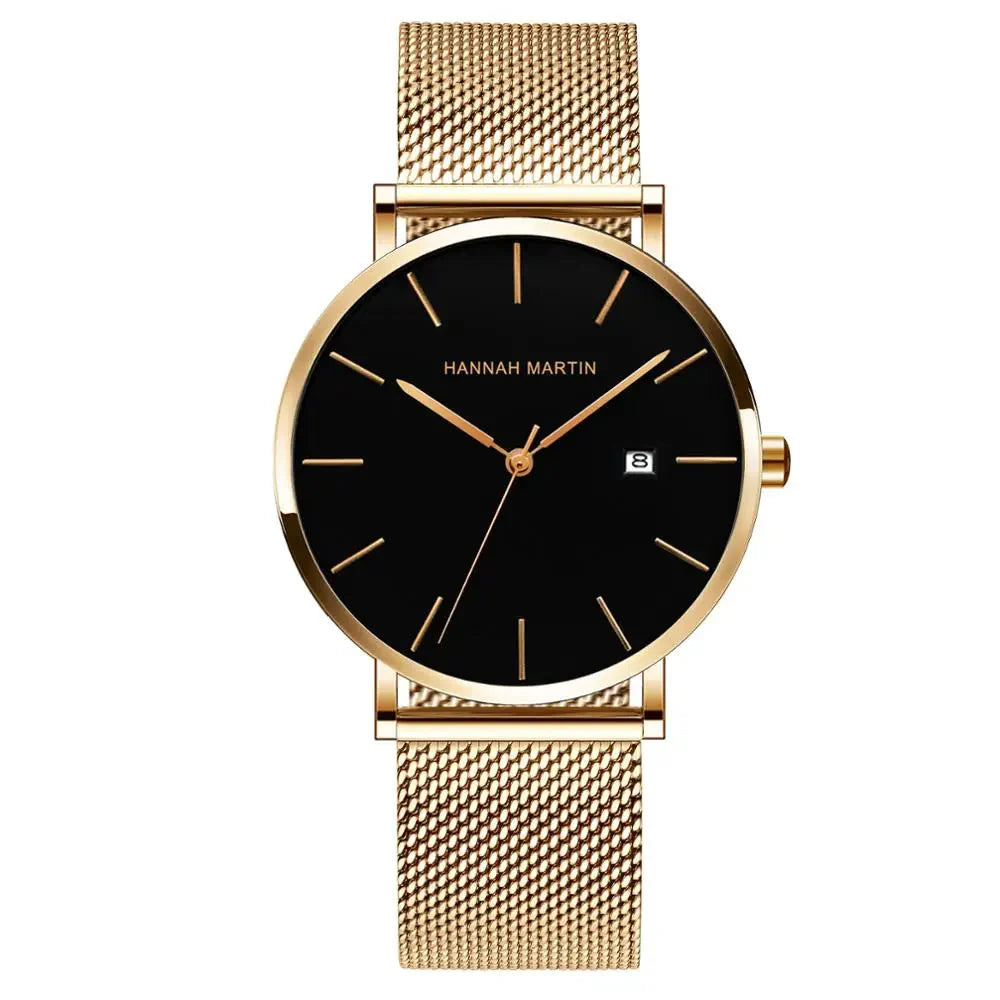 Relógio Feminino da Hannah Martin Dourado fundo preto