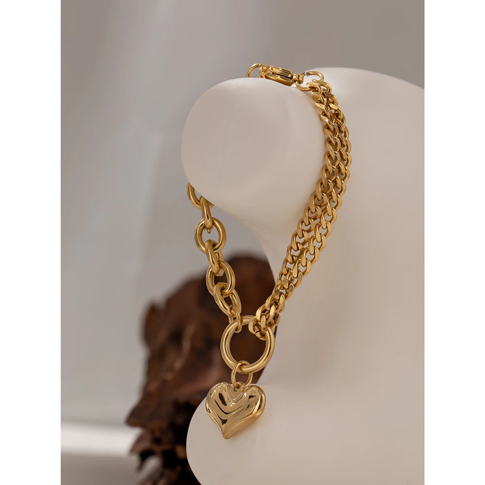 Pulseira Charme Coração - Aço inoxidável