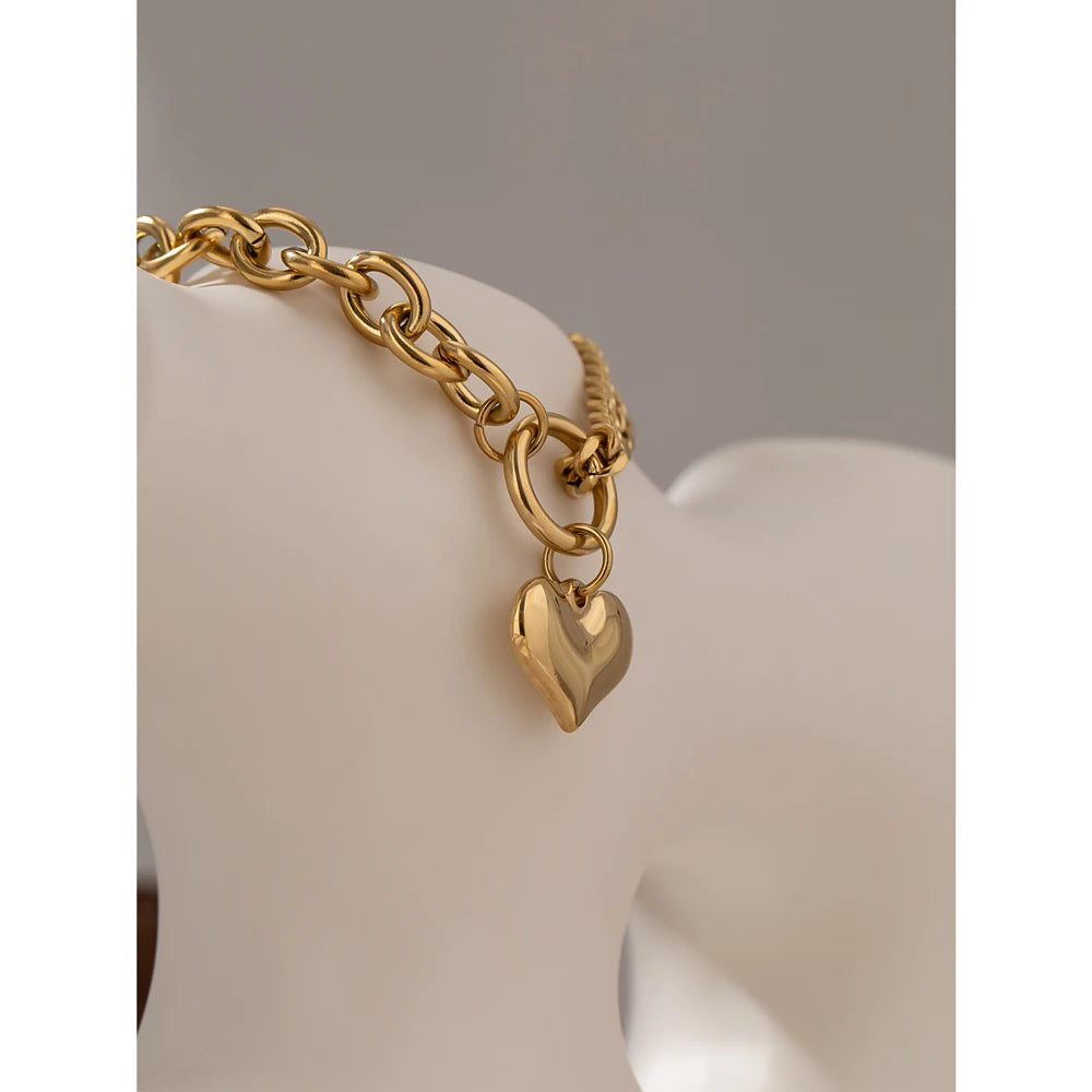 Pulseira Charme Coração - Aço inoxidável