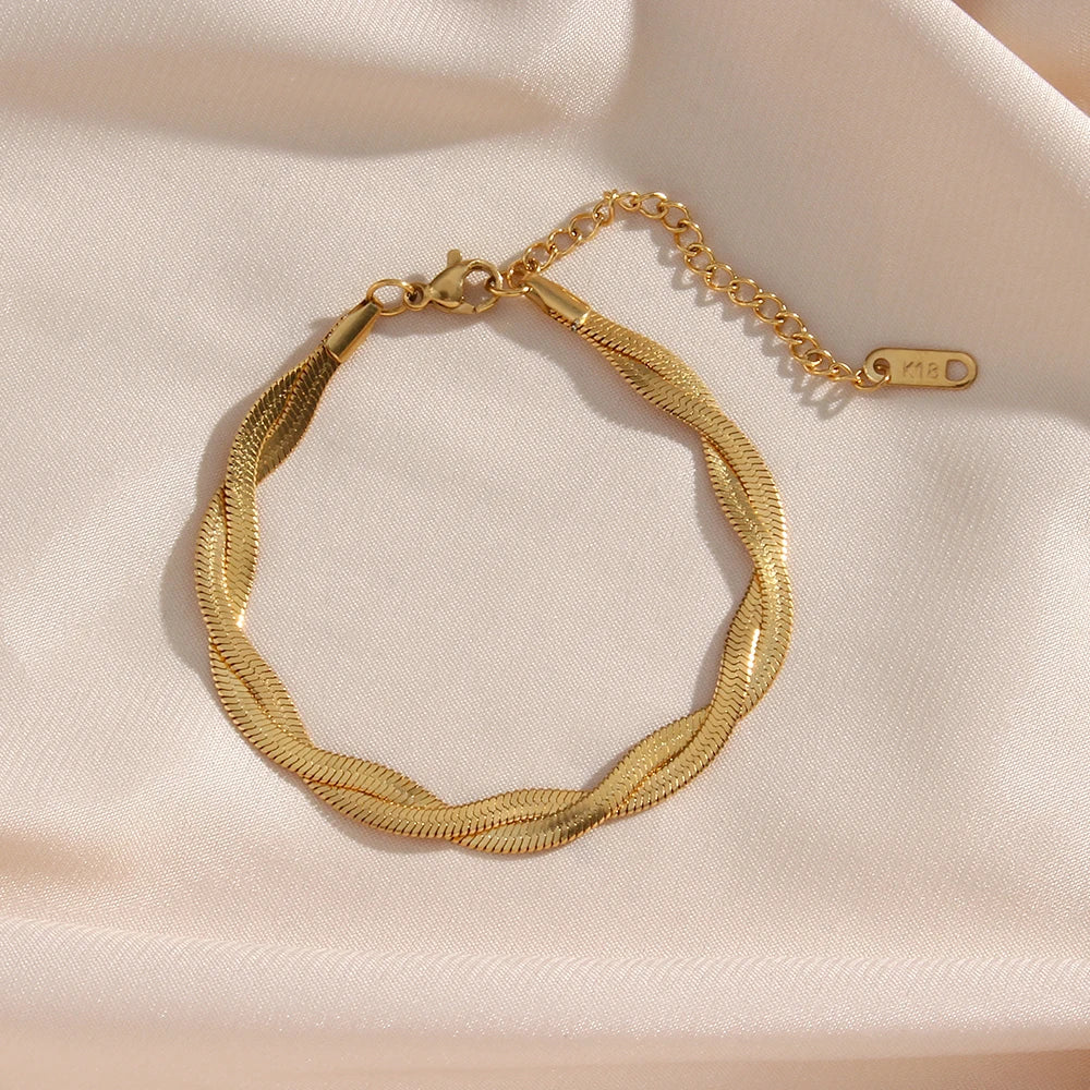 Colar e Pulseira Corrente Entrelaçada