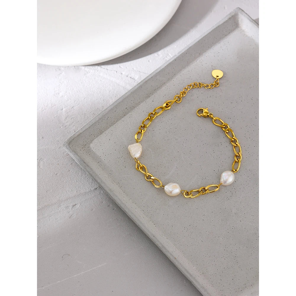 Pulseira de Pérolas - Aço inoxidável
