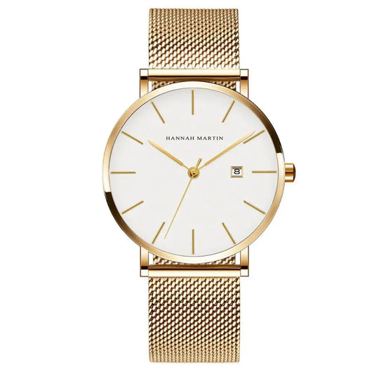 Relógio Feminino em Aço Inoxidável Dourado fundo branco