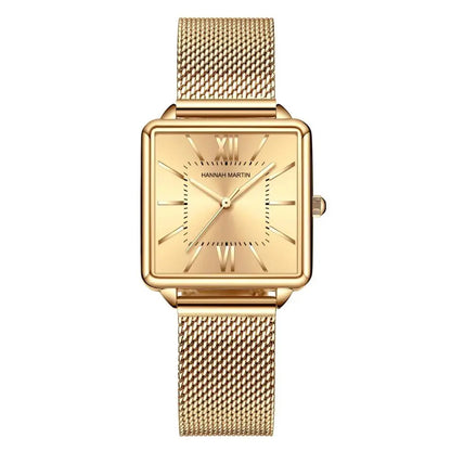 Relógio Feminino de Malha de Aço Hannah Martin Dourado