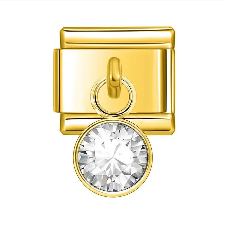 Pendentes Pulseira Italiana em Aço Inoxidável Transparente